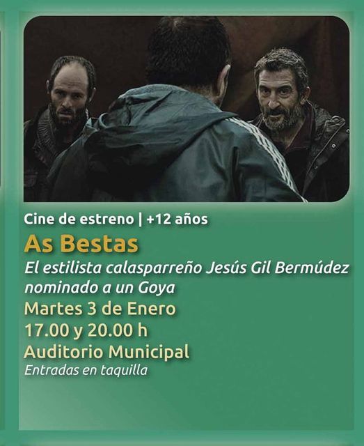 Calasparra proyectará el próximo martes 3 de enero el último thriller de Rodrigo Sorogoyen ´As bestas´
