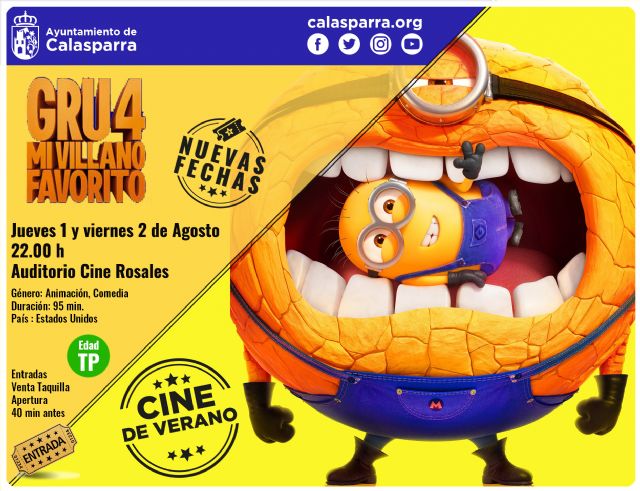 Calasparra continúa la temporada de Cine de Verano durante todo el mes de agosto, en el legendario Auditorio Cine Rosales